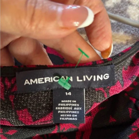 American Living Black and Red Floral Midi Dress - Picture 6 of 6